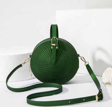 Woven Round Crossbody Bag