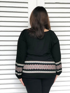 Long-Sleeved Tribal Tunic Top