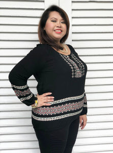 Long-Sleeved Tribal Tunic Top