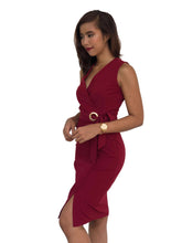 Slit Waist-Tie Midi Dress