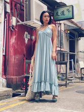 Pleated Hem Halter Maxi