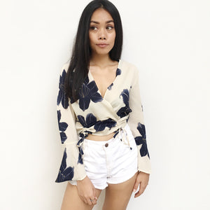 Floral-print Kimono Crop Top