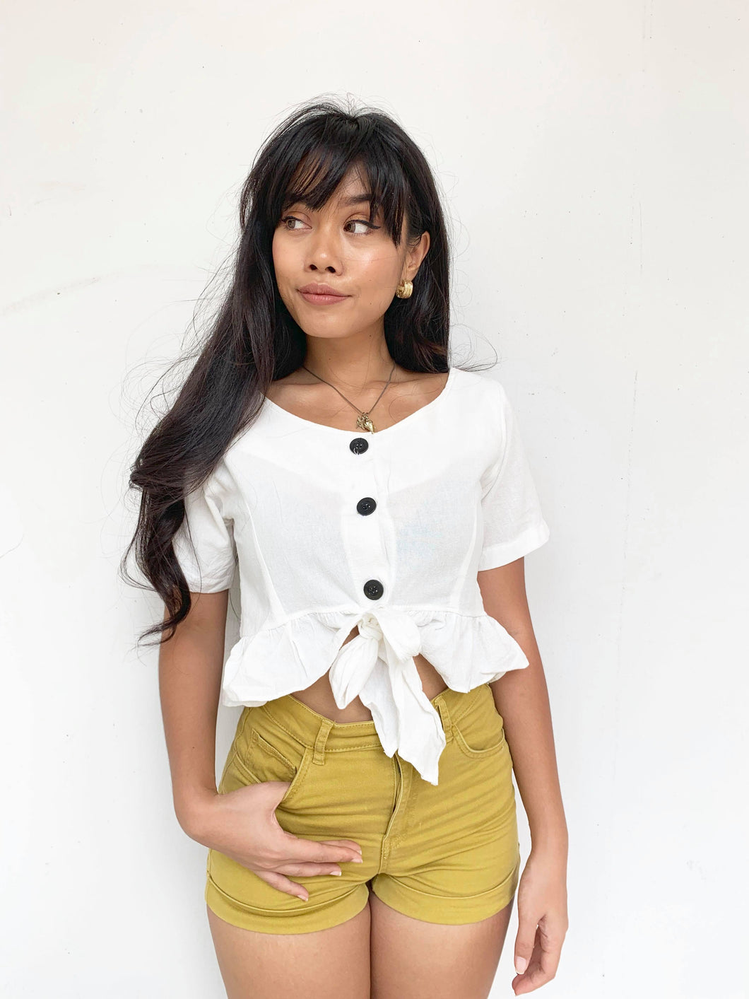 Linen Ribbon Crop Top