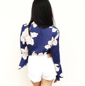 Floral-print Kimono Crop Top