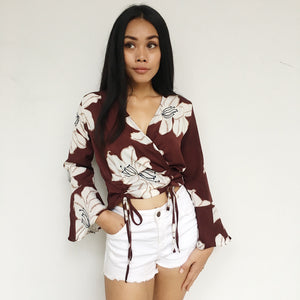 Floral-print Kimono Crop Top