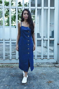 Buttoned Denim Shift Midi