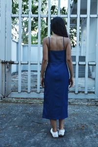 Buttoned Denim Shift Midi