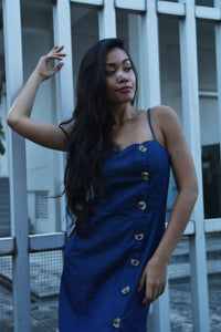 Buttoned Denim Shift Midi