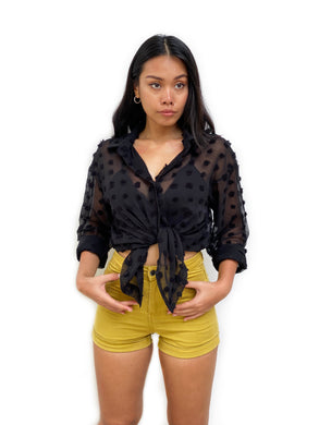 Textured Polka-Dot Chiffon Shirt [BACKORDER]