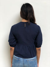 Embroidered Lantern Sleeved Babydoll Top