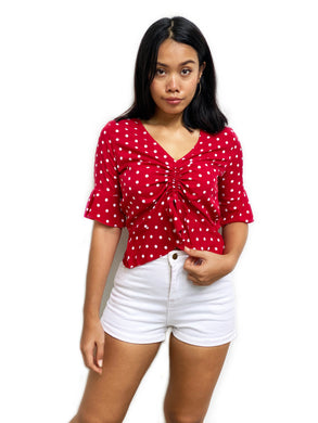 Ruched Polka Dot Top