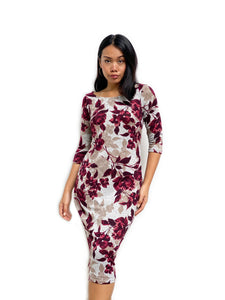 Knitted Floral Printed Midi