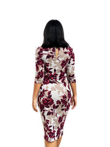 Knitted Floral Printed Midi