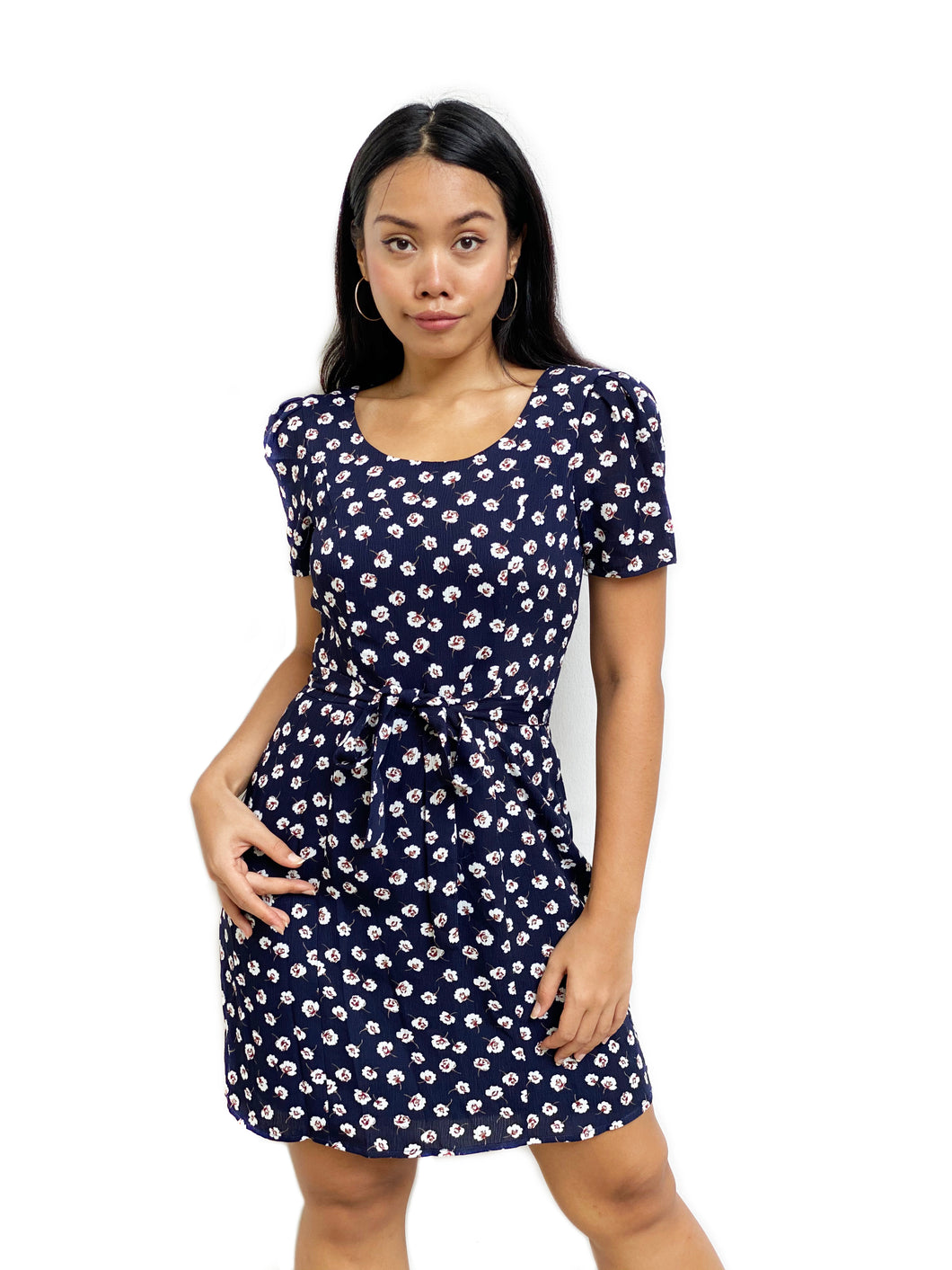 Floral Waist-Tie Shift Dress