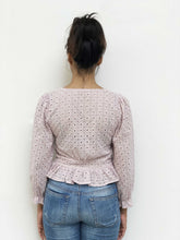 Eyelet Buttoned Peplum Top