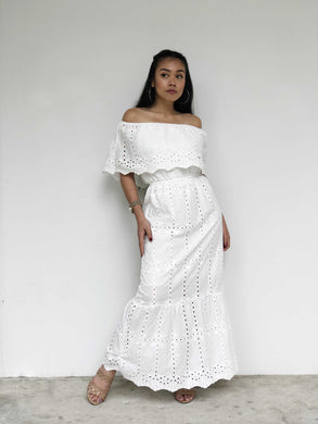 Eyelet Lace Off-Shoulder Maxi Dress