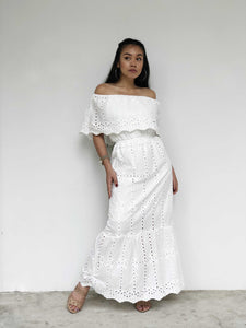 Eyelet Lace Off-Shoulder Maxi Dress