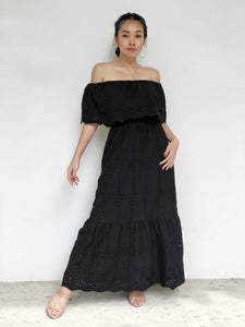 Eyelet Lace Off-Shoulder Maxi Dress