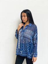 Oversized-Shoulder Patchwork Top