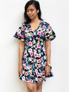 Flutter-Sleeve Floral Dress