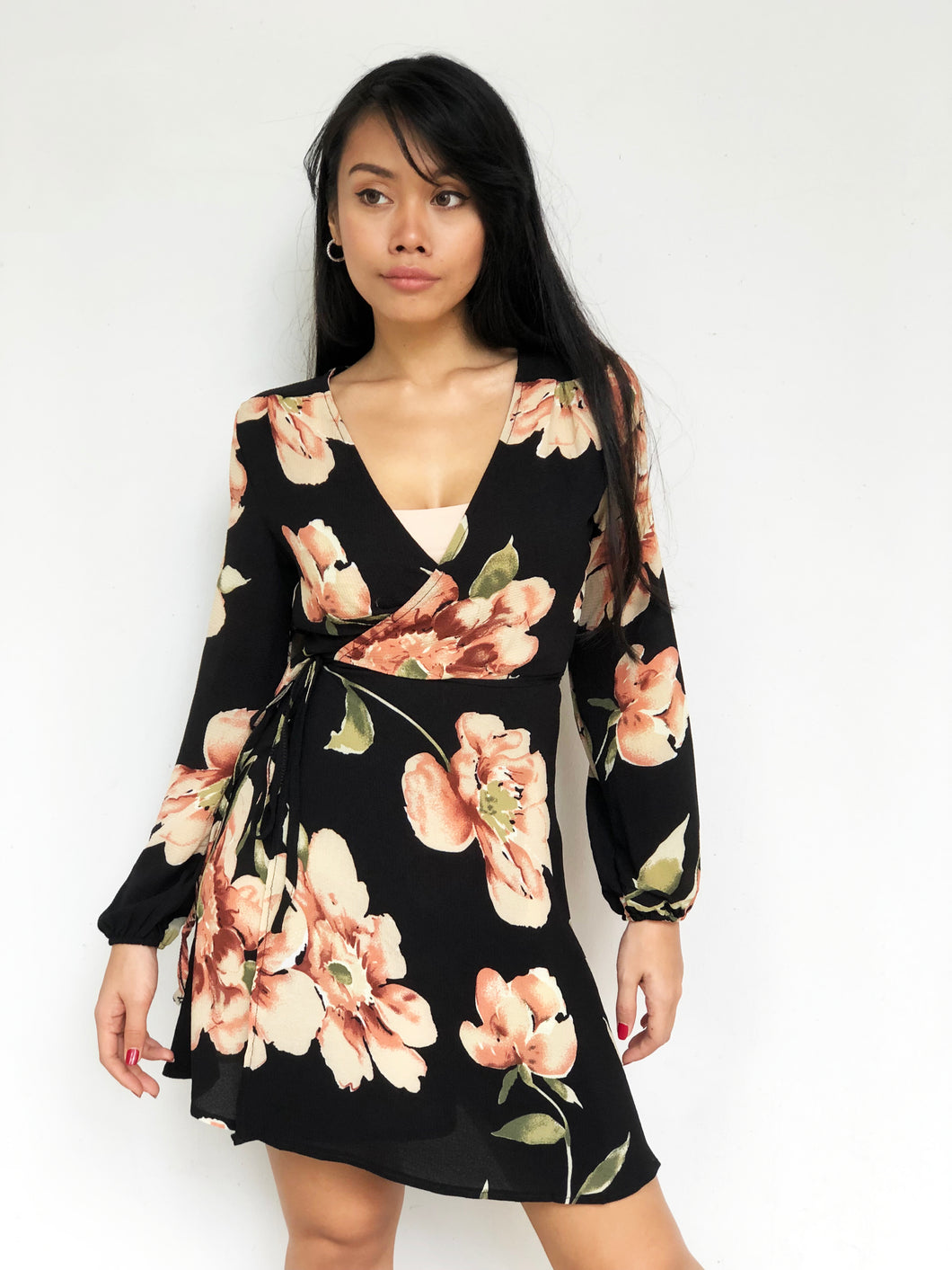 Summer Floral Print Wrap Dress