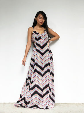 Geometric Print Side-Cutout Maxi