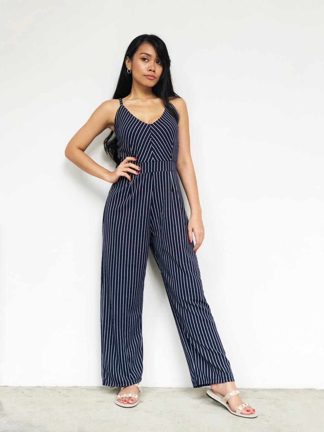 Pinstripe Navy Jumpsuit