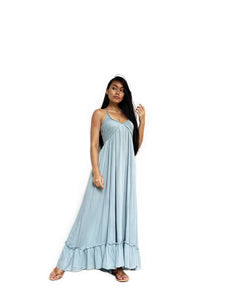 Pleated Hem Halter Maxi