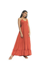 Pleated Hem Halter Maxi
