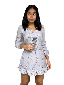 Floral Lace-up Mini Dress [BACKORDER]