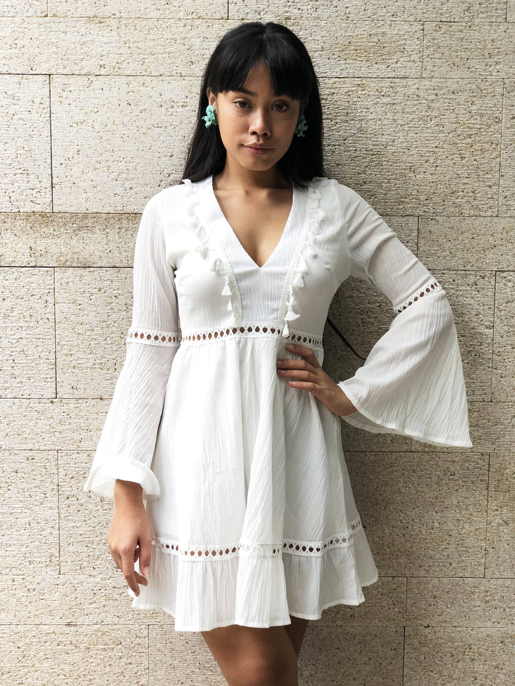 Hollow-Cut Tassels Dress [Premium] [BACKORDER]