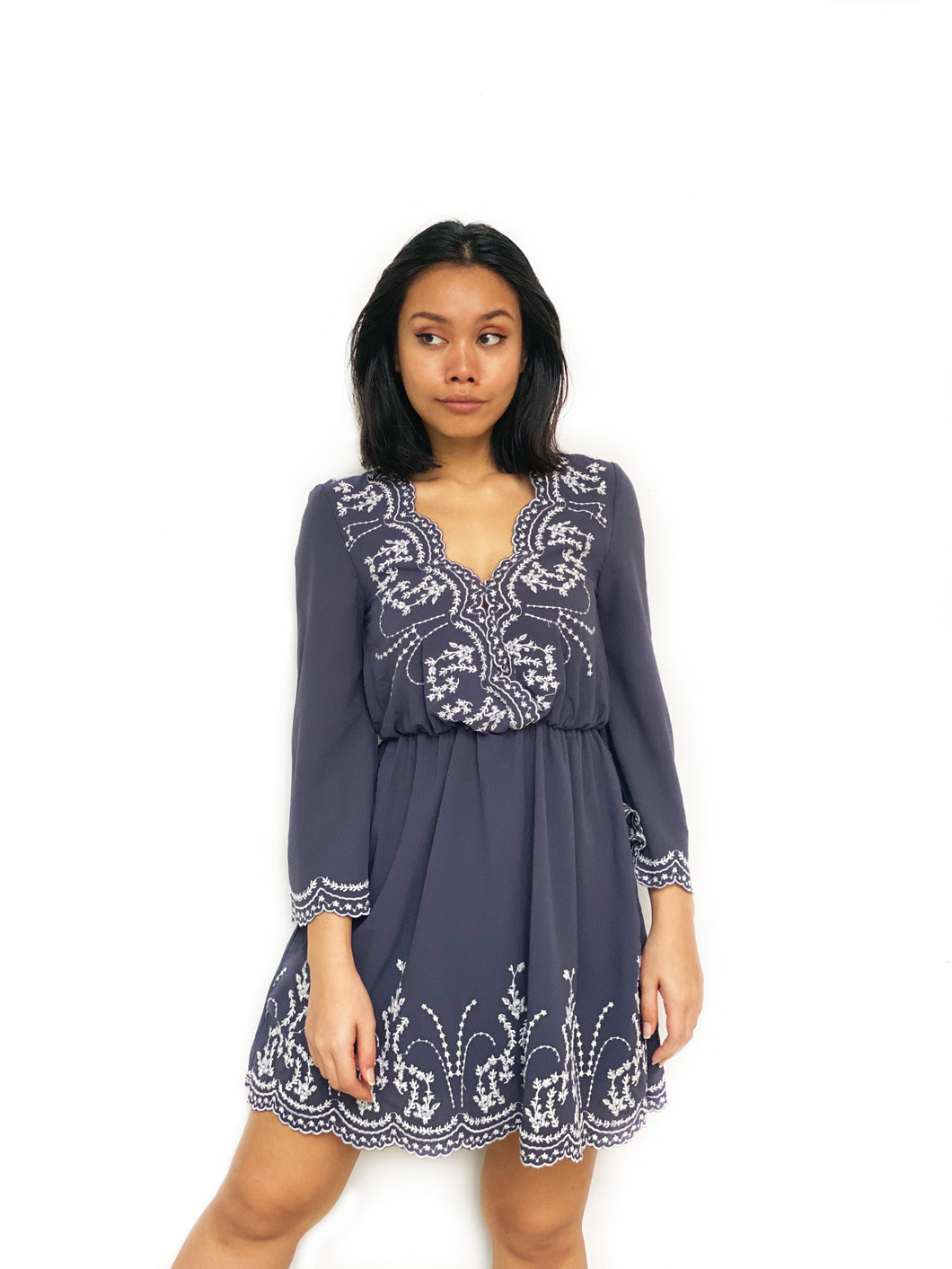 Scallop Bordered A-Line Dress