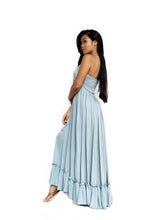 Pleated Hem Halter Maxi