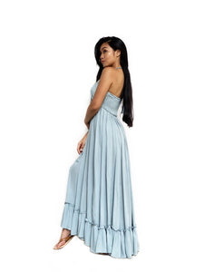 Pleated Hem Halter Maxi
