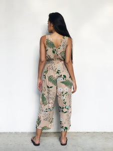 Floral Waist-Tie Midi Jumpsuit
