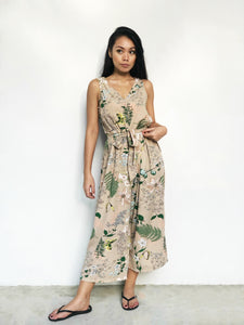 Floral Waist-Tie Midi Jumpsuit