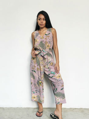 Floral Waist-Tie Midi Jumpsuit