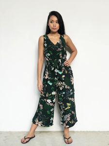 Floral Waist-Tie Midi Jumpsuit