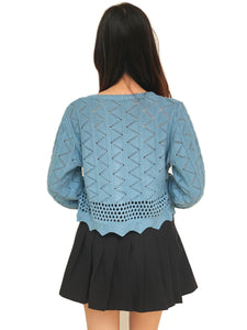 Zig-Zag Cropped Cardigan