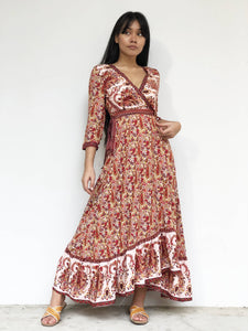 Retro-Printed Maxi Wrap Dress [BACKORDER]
