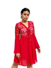 Lace-up Crochet Panelled Dress