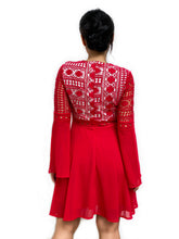 Lace-up Crochet Panelled Dress