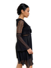 Lace-up Crochet Panelled Dress