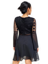 Lace-up Crochet Panelled Dress