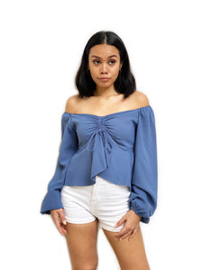 Ruched Front Bardot Top