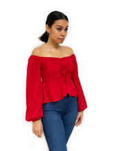 Ruched Front Bardot Top