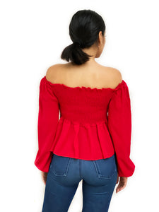 Ruched Front Bardot Top