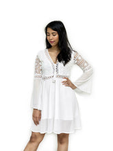 Lace-up Crochet Panelled Dress