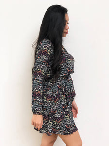 Choker Floral Waist-Tie Dress