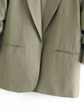 Gathered-Sleeve Blazer